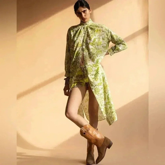 ALIX OF BOHEMIA Sawyer Chartreuse Drop Shoulder Button Shirt Dress, M, NWT $590 - Picture 11 of 13